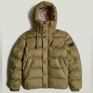 NWT! RAW G-Star Antic Green Puffer Jacket with Hood, Size M